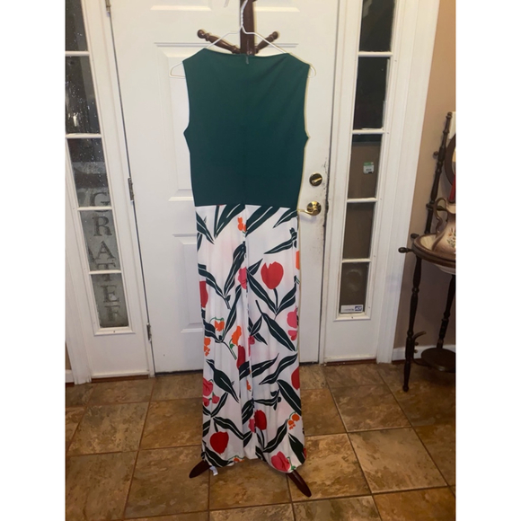 Women's vintage Claire LaRabe Green Floral Maxi Dress Size M - Picture 6 of 6